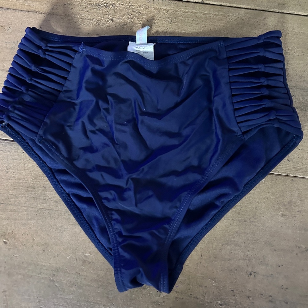 Blue high waisted bikini bottoms